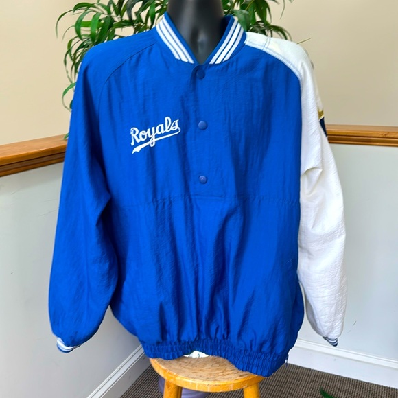 STARTER Other - VTG Starter Popover Jacket Blue White Nylon Kansas City Royals Varsity